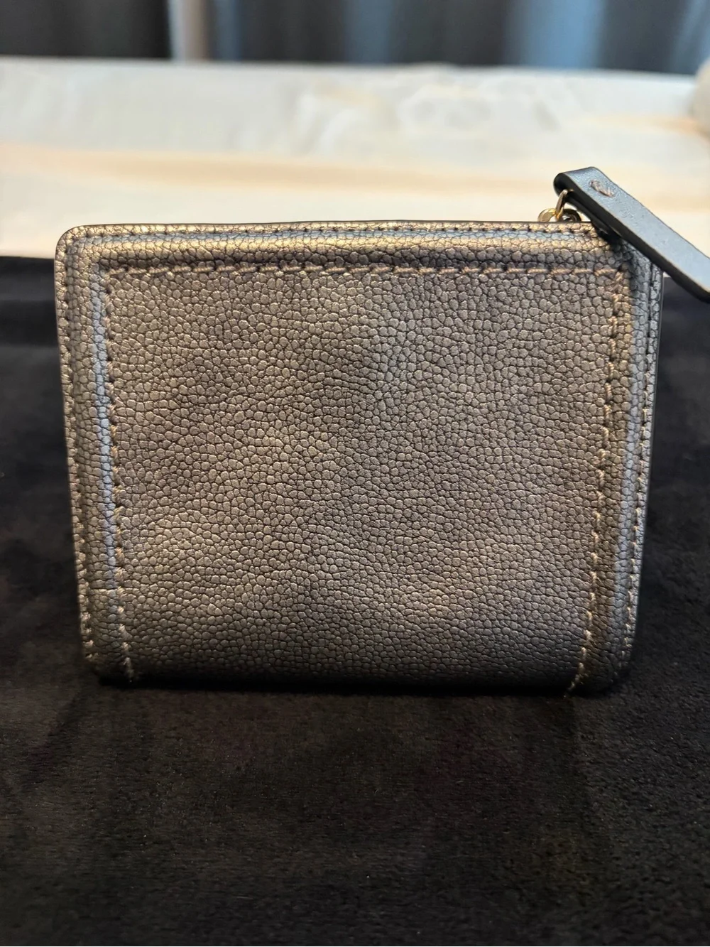 kate spade Metallic Gunmetal Zip Bifold Wallet